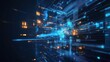 © Fana Art - Abstract digital background with glowing lines and data streams in a futuristic cyberspace.