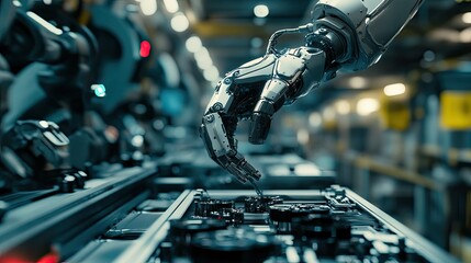 Poster - Robotic Hand in Modern Industrial Setting