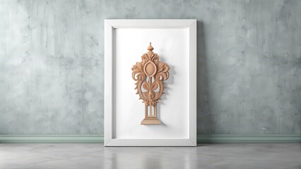 Wall Mural - Intricate Wooden Ornamental Design in a White Frame