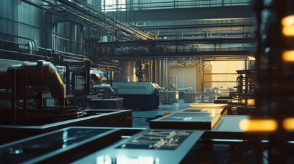 Poster - Industrial Interior with Machinery and Equipment