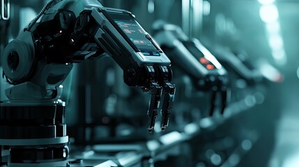 Poster - Advanced Robotic Arm in Futuristic Environment