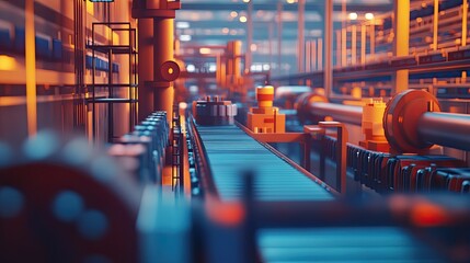 Poster - Industrial Conveyor System in a Modern Factory Setting