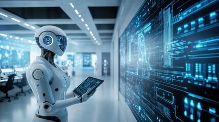Poster - Futuristic Robot in High-Tech Environment