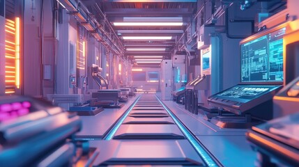 Poster - Futuristic Technology Laboratory Interior Scene