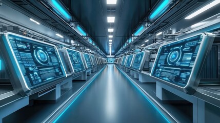 Poster - Futuristic Data Center with High-Tech Displays