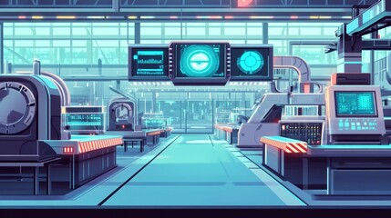 Poster - Futuristic Industrial Workshop with Advanced Technology