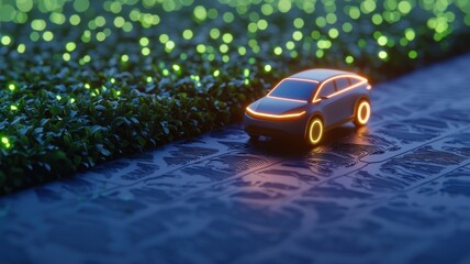 Poster - Digital Dashboard Illustration with Car Concept