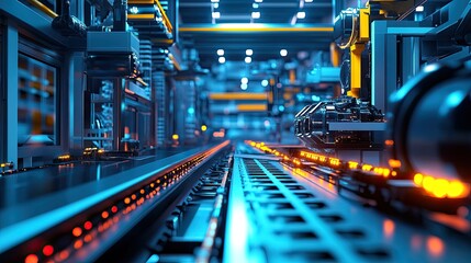 Poster - Futuristic Factory Interior with Automated Machinery
