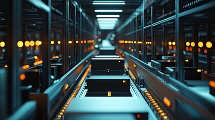 Poster - Futuristic Warehouse with Intelligent Storage System