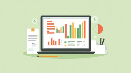 Poster - Data Analysis on Laptop Screen with Charts and Graphs