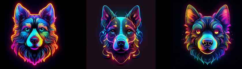 Poster - Three colorful dog portraits.