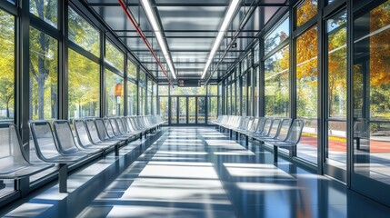 Fototapete - Modern Transparent Waiting Area with Natural Light
