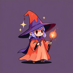 Cute Witch with a Magical Wand