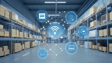 Poster - Modern Warehouse with Smart Technology Integration