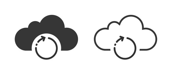 Poster - Backup icon simple vector ui ux interface graphic element set, back up cloud arrow rotation pictogram line stroke outline symbol logo, change version history solid glyph sign image clip art
