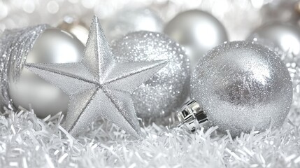 Wall Mural - Silver Star Ornament for New Year's Eve Celebration