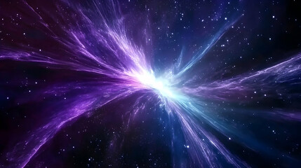 abstract cosmic background with bright white light and blue and purple streaks against a backdrop of