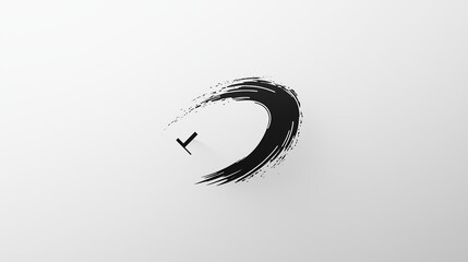 Poster - Dynamic black brushstroke creating visual interest in minimalistic design on white background with a subtle, elegant curve