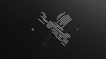 Poster - Abstract black and white design featuring intersecting lines and shapes, showcasing modern artistic expression and minimalism