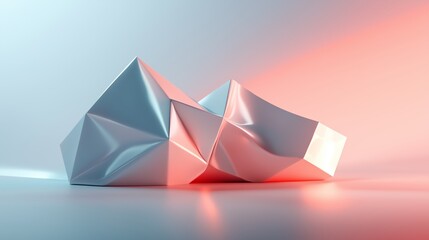 Poster - Abstract geometric shapes in subtle lighting, showcasing a blend of white and soft hues in a minimalist design setting