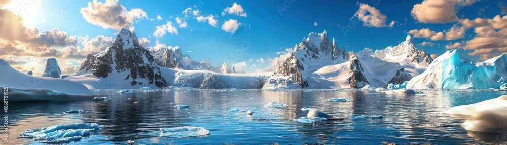 Massive glaciers melting into the ocean, symbolizing the slow yet ...