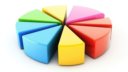 Poster - Colorful 3D Pie Chart Segments for Data Visualization