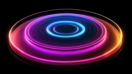 Poster - Colorful Light Circles on a Dark Background