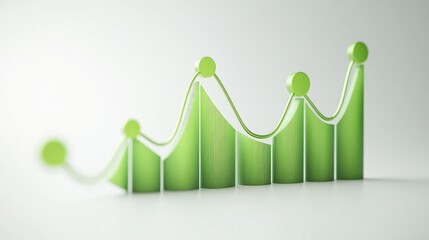 Aufkleber - Green Growth Chart with Rising Trend Indicators