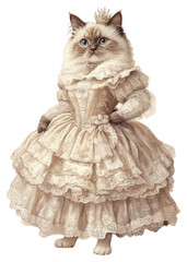 Canvas Print - PNG Ragdoll cat costumes wearing Fairy Tale Princess Dress dress portrait fashion.