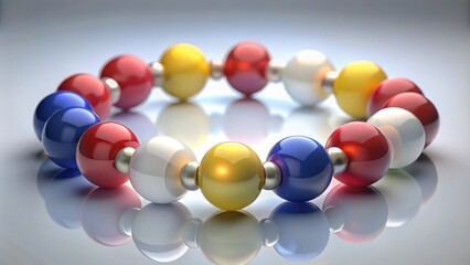 Poster - Circular Arrangement of Multicolored Spheres with a Glowing Golden Sphere