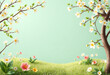 © FxSmile - blank copy space letter with floral spring festive border background for poster or flyer
