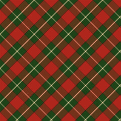 Wall Mural - Plaid with twill weave repeat pattern.Checkered tartan gingham seamless pattern in green and red for Christmas.Geometric graphic vector illustration background design for fabric and prints.