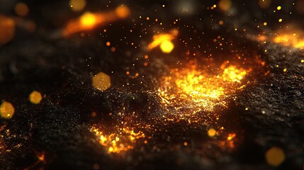 Poster - Glimmering Gold Particles on Dark Surface