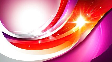 Poster - Colorful Abstract Waves with Bright Light Effects
