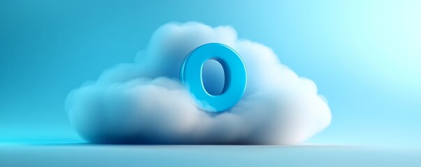 Aufkleber - Blue zero on a fluffy white cloud in a serene sky