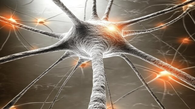 Detailed Rendering of a Neuron with Connecting Synapses