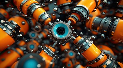 Poster - Abstract Robotics Art with Colorful Mechanical Elements