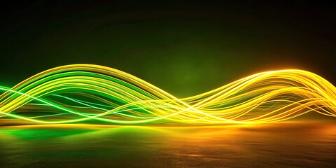 abstract light painting in yellow and green hues