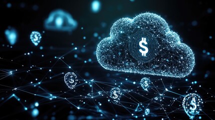 Poster - Digital Cloud Finance Concept with Dollar Symbols
