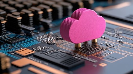 Poster - Cloud Symbol on Circuit Board Technology Visual