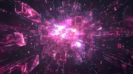 Poster - Futuristic Abstract Digital Space Explosion