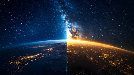 Wall Mural - Captivating Juxtaposition of Day and Night on Planet Earth