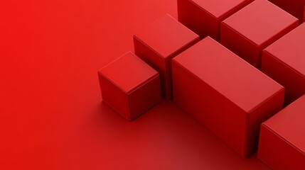Aufkleber - Red cubes pattern against a red background. Geometric design for minimalist design.