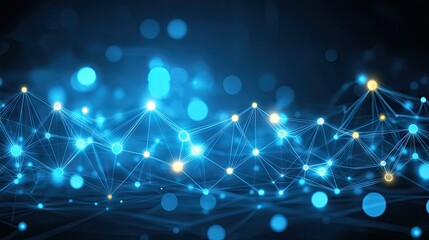 Poster - Abstract Network Background with Blue and Yellow Lights