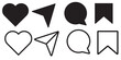 © Daishin - Icons like comment, share, save, like media button. Outline icon heart arrow direct message interface message minimalist