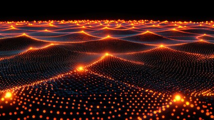 Poster - Vibrant Abstract Wave Pattern with Light Dots