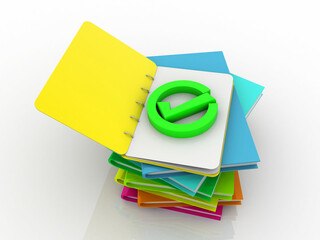 Poster - 3d rendering students education book with tick
