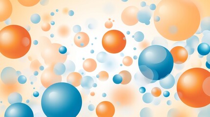 Poster - Abstract composition of colorful spheres with orange and blue bubbles on a light background. Creative design and geometric concept
