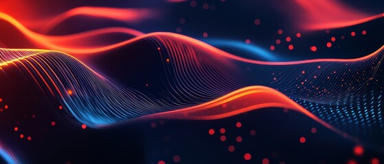 Poster - Abstract background with glowing red and blue waves