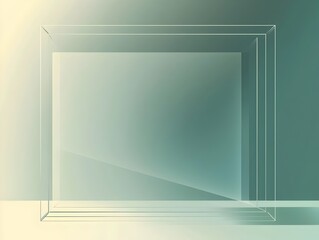 Poster - Minimalist Geometric Frame on Gradient Blue Green Background for Modern Business Presentations